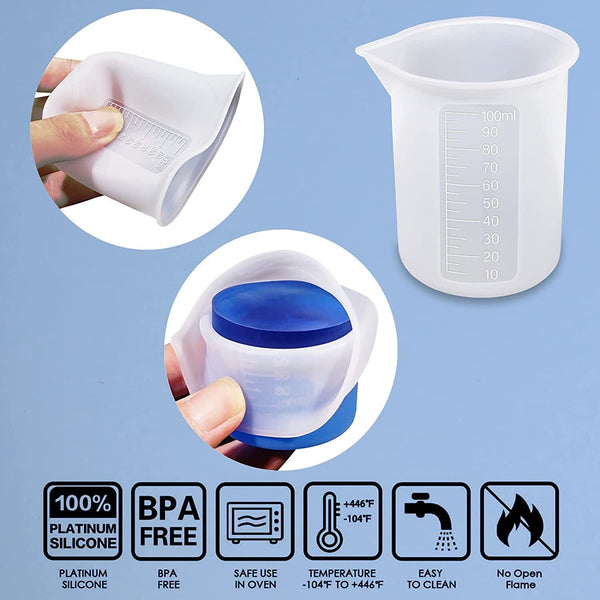 4/8/12X Silicone Measuring Cups Mixing Cup Resin Glue Tools Jewelry Casting Set