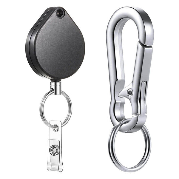 Heart Retractable Key Chain Heavy Duty ID Card Clip Lanyard Extendable Keychain - Lets Party