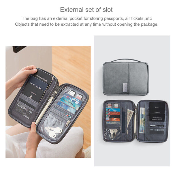 Waterproof Passport Holder Travel Document Wallet RFID Bag Family Case Organizer
