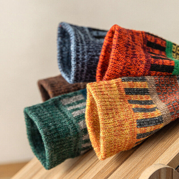 5 Pairs Winter Nordic Wool Blend Cashmere Thick Warm Knitted Thermal Crew Socks