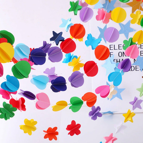 5PCS Heart Round Shape Paper Bunting Garland Wedding Party Banners Decoration 2M