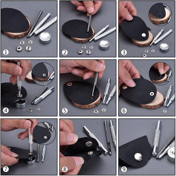 325Pcs Metal Snap Fasteners Kit Press Studs Buttons Tool Women Men Craft Leather