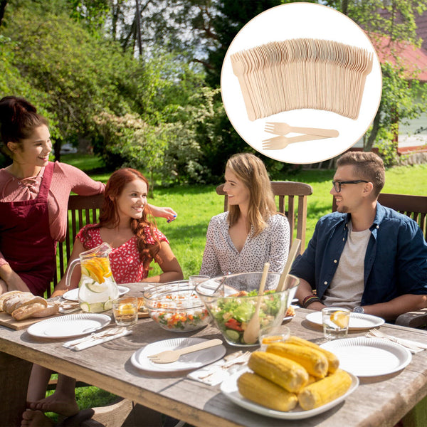 100-2000x Recycle Disposable Wooden Forks Eco friendly Compostable Wedding Party