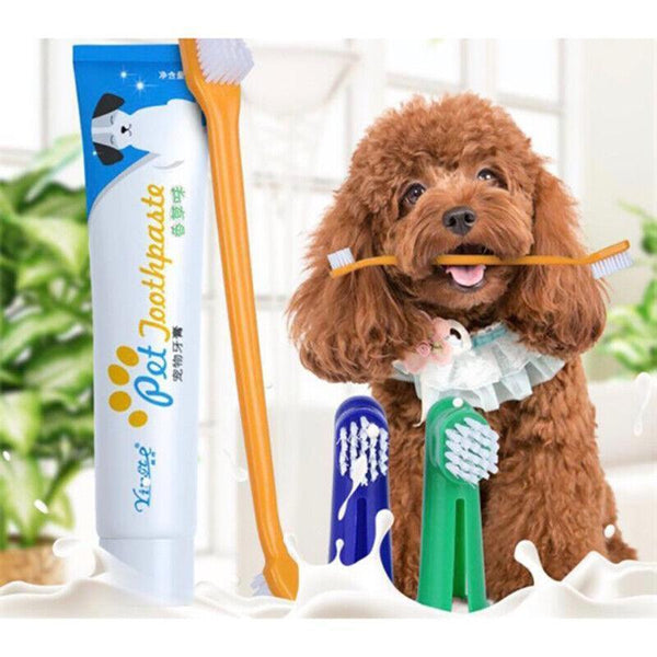 1PC Pet Dog Cleaning Toothpaste+Toothbrush+ Back Up Brush Set Vanilla Flavour AU