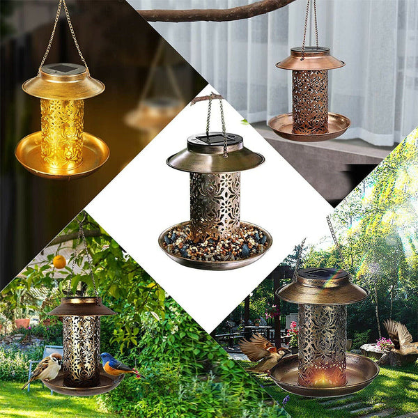 Solar Bird Feeder Hanging Wild Bird Seed Feeders Outdoor Garden for Yard Garden