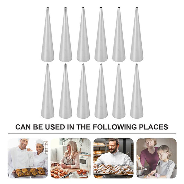 27PCS Croissant Stainless Steel Bread Baking Tube Cream Horn Mould Pastry Mold