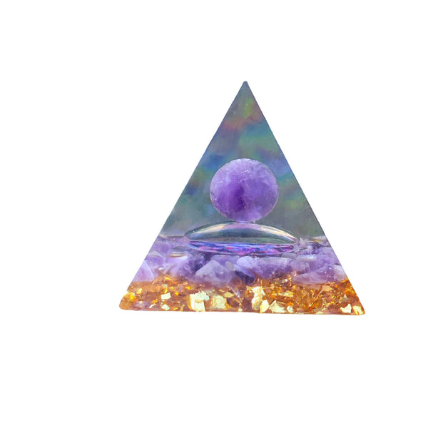 Amethyst Crystal Sphere Orgonite Pyramid & Obsidians Chakra Energy Orgone Stone