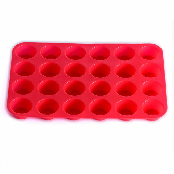 24 Cavity Pan Tray Silicone Mould Mini Cupcake Cookie Baking Mold Muffin Cup AU