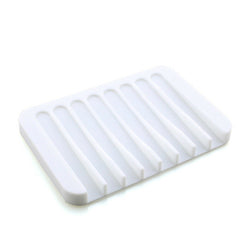 1/2 Silicone Soap Dish Storage Holder Soapbox Plate Tray Drain Box Tool Bathroom
