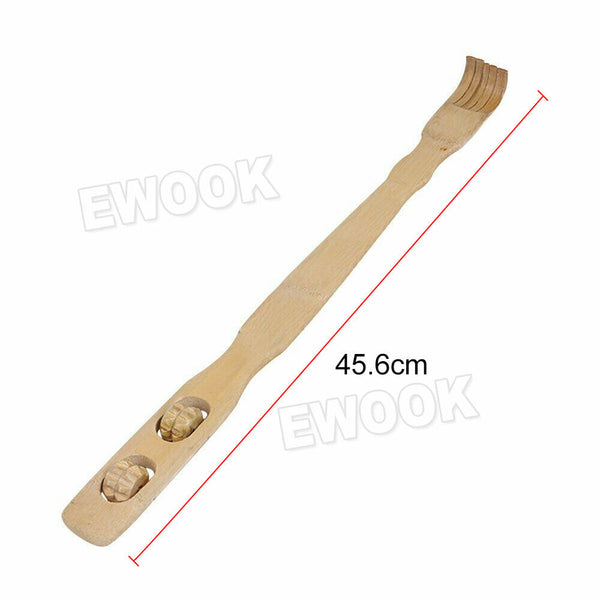 2x Long Reach Wooden Bamboo Scratch Back Scratcher Body Massage Itchy Relieve 4C - Lets Party