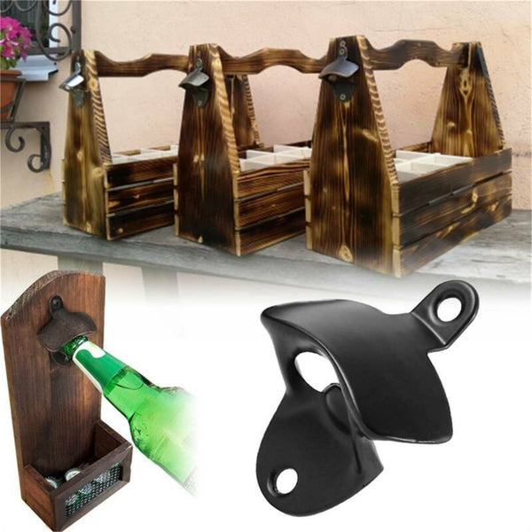 5PCS Black Zinc Alloy Wall Mounted Bottle Opener Beer Bar Man Cave Decor Gift AU