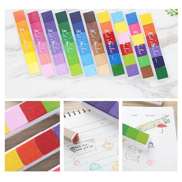Gradient Color Ink Pad Inkpad Rubber Stamp Oil Based DIY Finger Print 10 Colours
