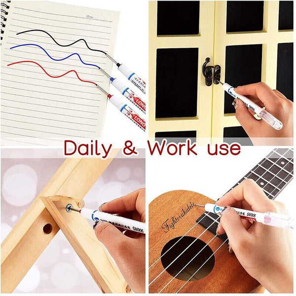 12Pcs Long Head Deep Hole Long Nosed Marker Multifunction Deep Drill Hol Marker
