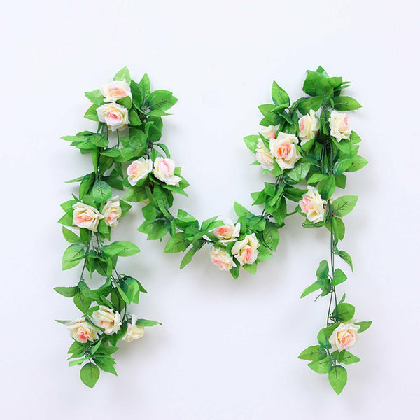 2.4M Artificial Silk Rose Flowers Fake Vine Ivy Hanging Garland Floral Wedding