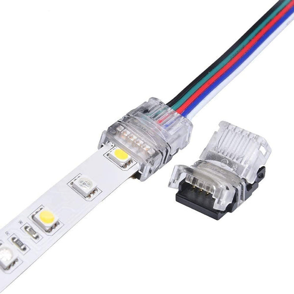 4PCS 12MM RGBW RGBWW SNAP CONNECTOR 5PIN WIRE LED STRIP LIGHT SOLDERLESS