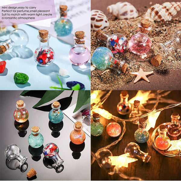 DIY Assorted Mini Empty Glass Bottle Vials Cork Charm Wish Bottles AU
