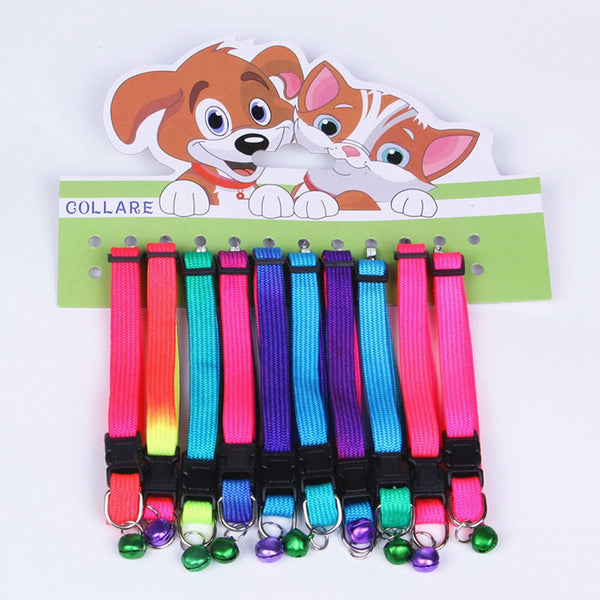 12PCS Dog Kitten Puppy Collar Adjustable Harness Pet Cat Neck Strap with Bell