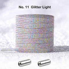 No Tie Glitter Light Locked Elastic Shoelace Shoe Lace Lazy Laces Sneakers Sports Kids Adults
