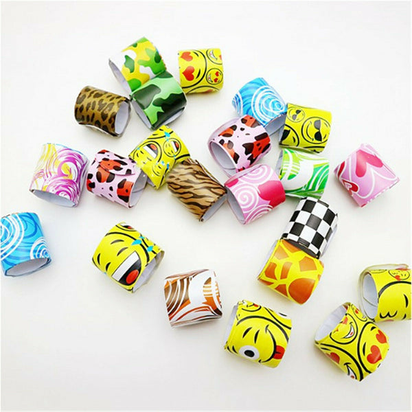 30PCS Mixed Wrist Snap Slap Bands Kids Party Favor Novelty Toys Play band NEW  - Lets Party