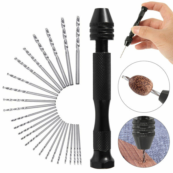 20pcs Mini Hand Drill Vise Hand Bit Twist Woodworking Set Precision Pin
