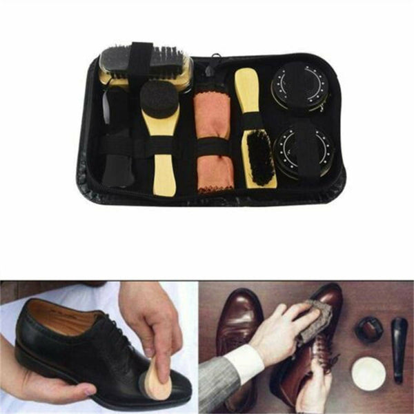 8pcs Shoes Boots Sneakers Polishing Cleaning Kit Leather Bag Shoe Shine Care Kit