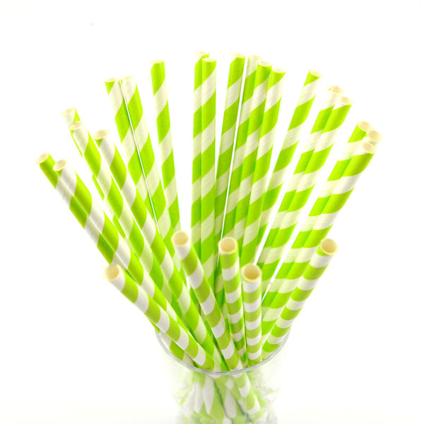 25X Colourful Paper Drinking Straws Straw FOIL Metallic Striped Party Wedding DI