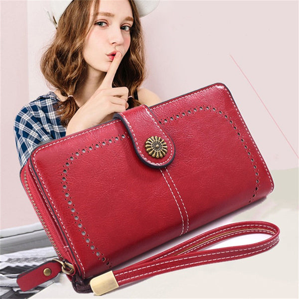 2PCS PU Leather Wallet- Zipper Lady Long Card Holder Coin Phone Bag Case Purse