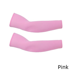 Pink Cooling Sport Arm Stretch Sleeves Sun UV Protection Covers Cycling Golf Unisex