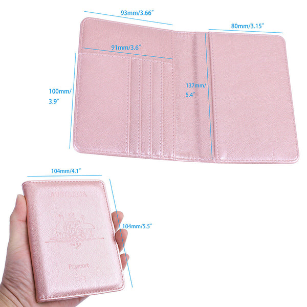 Rose Pink Leather RFID Blocking Passport Travel Wallet Holder ID Cards Cover Case - Lets Party