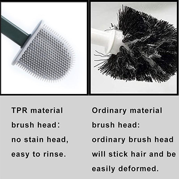 White Bathroom Silicone Bristles Toilet Brush with Holder Creative Cleaning Brush Set - Lets Party
