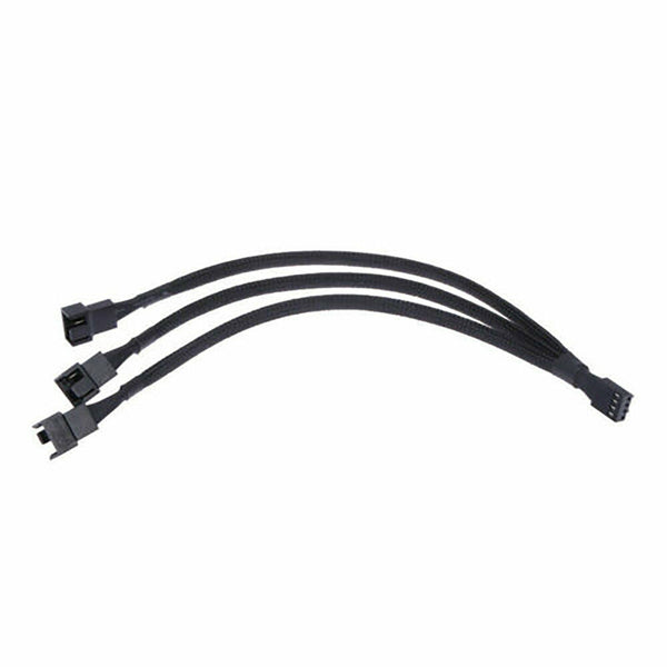2-10X 1 to 3 Ways 4 pin PWM Fan Cable Splitter Sleeved Extension Extender Cable