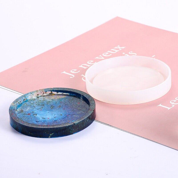 4pcs Resin Casting Mold Silicone Jewelry Agate Making Mould Craft Round Coaster