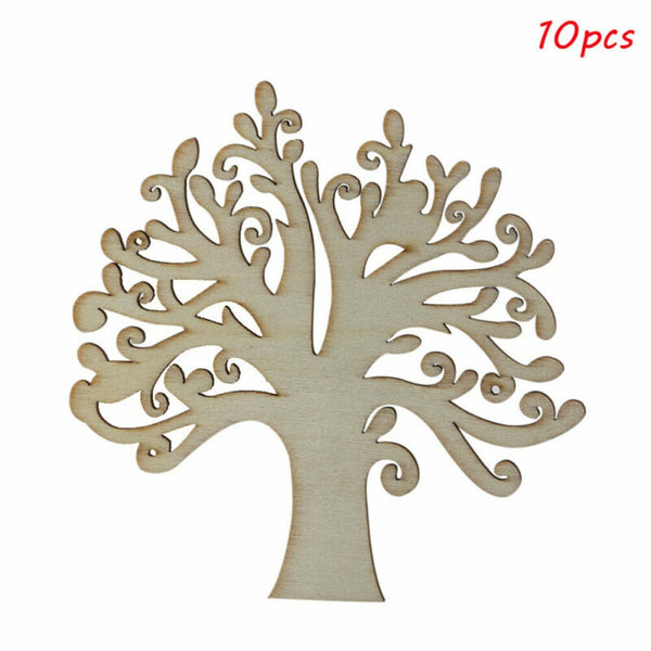 10Pcs Family Tree Wood Cutout Blank Wooden Embellishments For Arts DIY Crafts AU