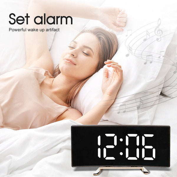 Bedside Digital Clock LED Display Desk Table Time Temperature Alarm Snooze Decor