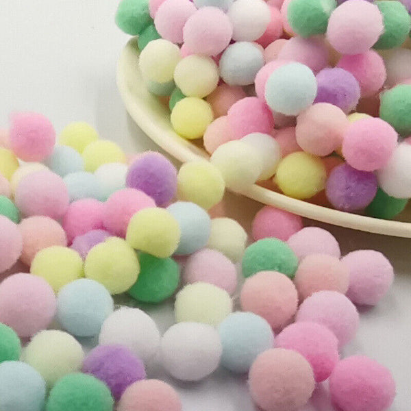 DIY Mixed Colour Mini Soft Fluffy Pom Poms Pompoms Ball 8-30mm for Kids Tool 1.5 - Lets Party
