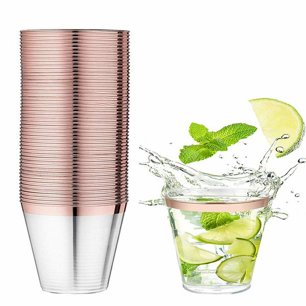 Plastic Wine Glass Rose gold Glasses Drink Cup Cocktail Party Gold Cup