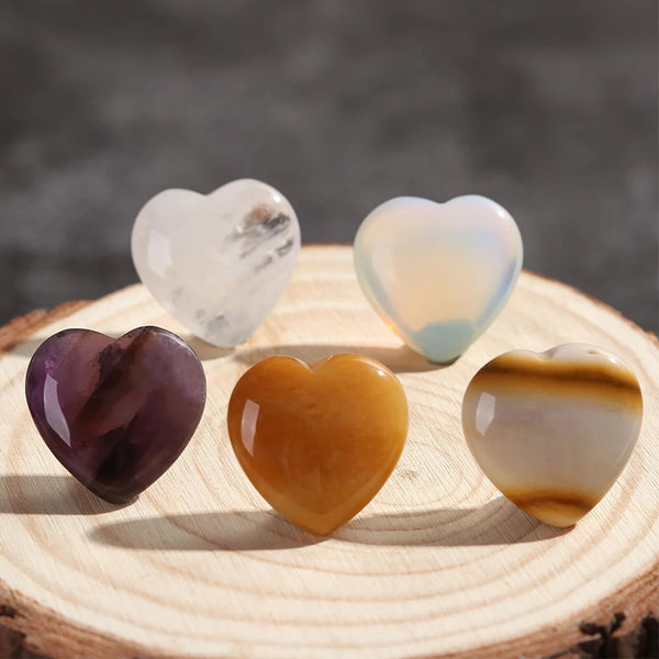 Heart Shape Crystal Gemstones Pendant Natural Quartz Chakra Healing Stone