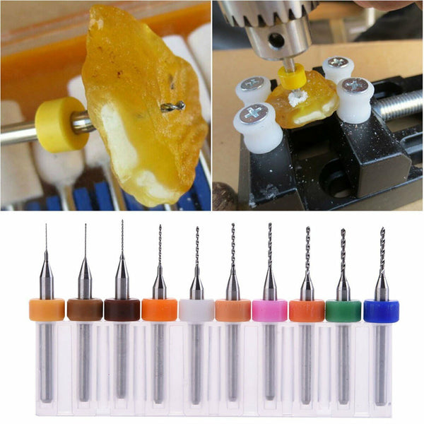 10 PCS 0.1-1.0MM Carbide Micro Mini Drill Bit Tungsten Steel Rotary Tools AU