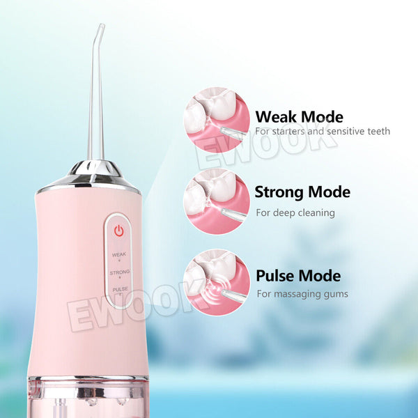 Cordless Oral Irrigator Water Jet Dental Teeth Flosser Tooth Cleaner 4 Nozzles - Lets Party