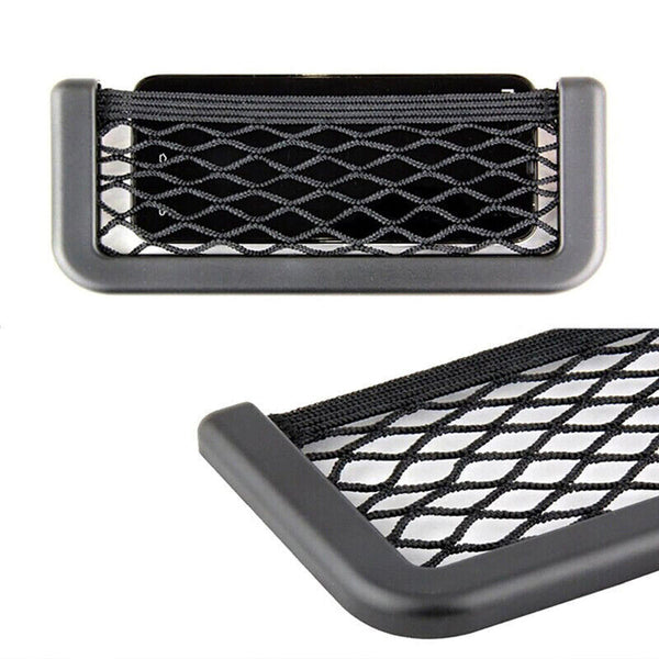 2Pcs Car Net Storage Holder Adhesive Pocket Auto For Phone Sunglasses Black Mesh - Lets Party