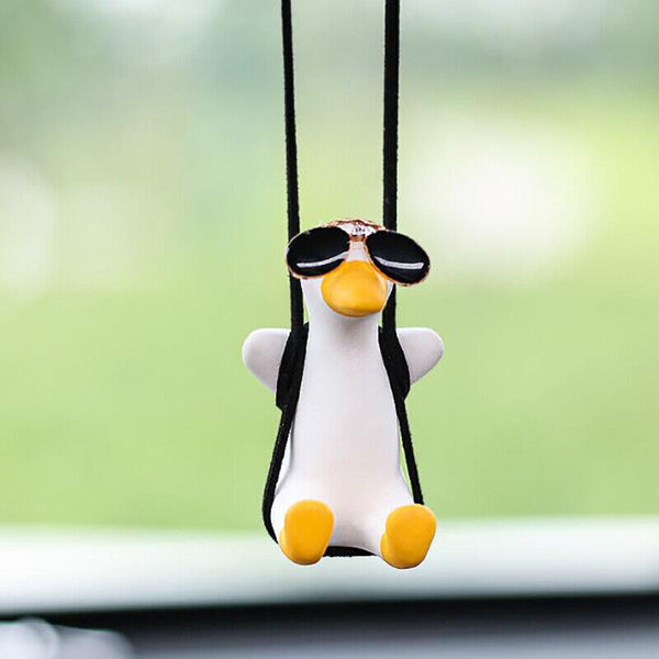 Car Pendant Cute Anime Little Duck Swing Auto Rearview Mirror Hanging Ornament