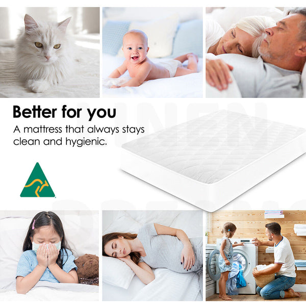 Aus Made Fitted Cotton Cover Quilted Mattress Protector Topper Underlay ALL SIZE - Lets Party