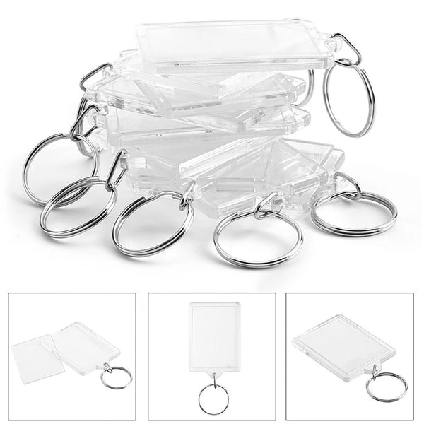 10PCS Keyring Clear Acrylic Photo Key Chain Picture Frame Blanks DIY Rings Gifts