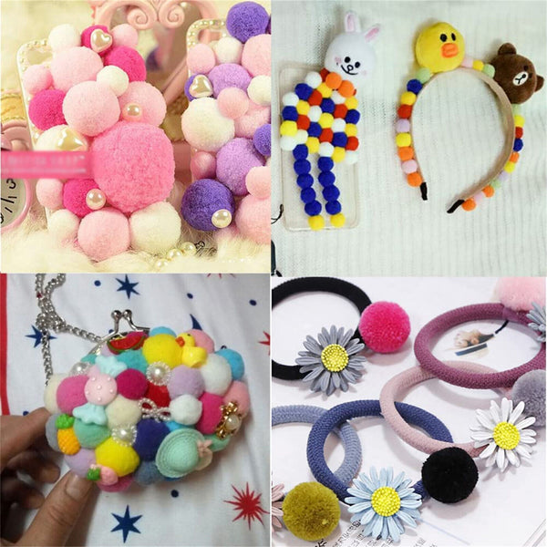 DIY Mixed Colour Mini Soft Fluffy Pom Poms Pompoms Ball 8-30mm for Kids Tools AU