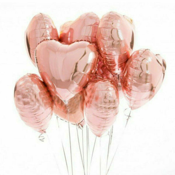 45cm Rose Gold Foil Balloons Heart Star Wedding Birthday Party Helium Balloon  - Lets Party