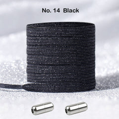 No Tie Black Locked Elastic Shoelace Shoe Lace Lazy Laces Sneakers Sports Kids Adults
