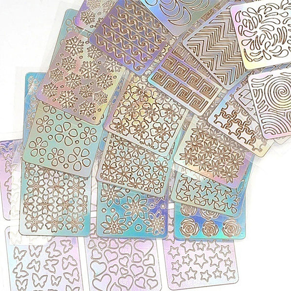 Full Set 24X Nail Art Stencil Stickers 72 Patterns Hollow Stamping Airbrush AU