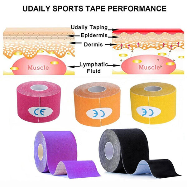 6x Athletic Elastic Physio Sports Kinesiology Rock Tape Muscle Bandage 5cmx5m AU - Lets Party