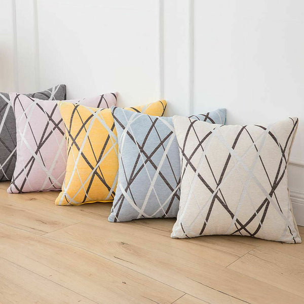 Chenille Cushion Cover Geometric Geo Striped Throw Soft Pillow Case Home 45x45cm