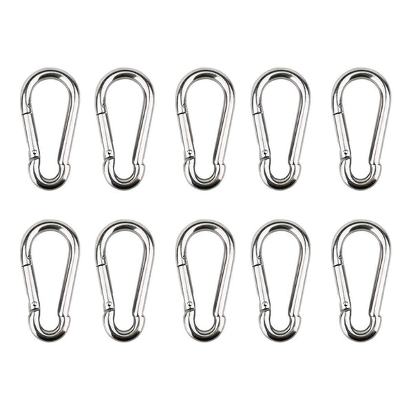 10Pcs Stainless Steel Snap Hook Carabiner Ring Screw Keychain Clip for Camping